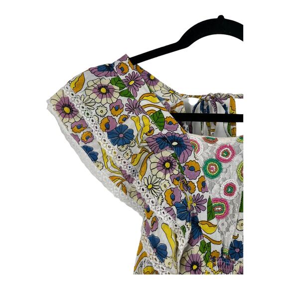 Barok Paris Dress Floral Ruffle midi size Small S - Picture 3 of 6